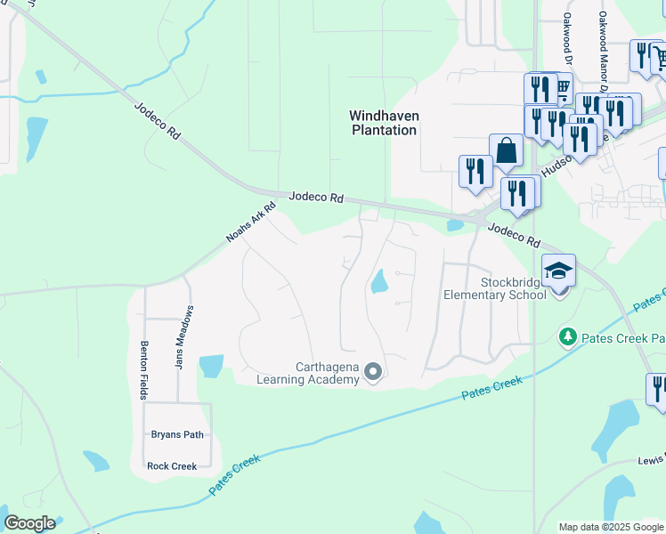 map of restaurants, bars, coffee shops, grocery stores, and more near 415 Stephanie Court in Stockbridge