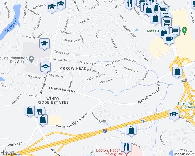 map of restaurants, bars, coffee shops, grocery stores, and more near 4046 Indian Creek Road in Martinez