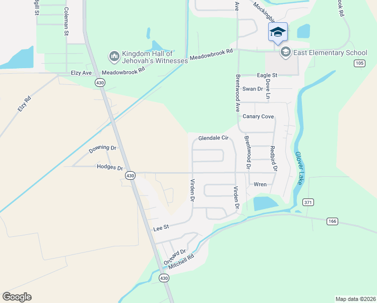 map of restaurants, bars, coffee shops, grocery stores, and more near 1259-1261 Glendale Circle in Greenwood