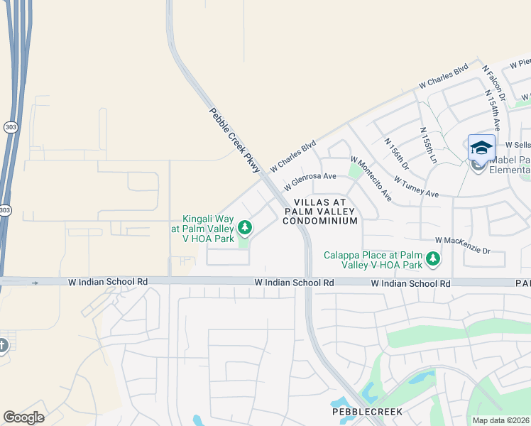 map of restaurants, bars, coffee shops, grocery stores, and more near 4228 North 161st Avenue in Goodyear