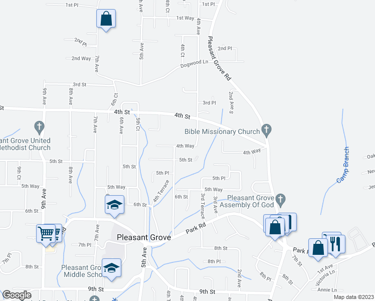 map of restaurants, bars, coffee shops, grocery stores, and more near 417 4th Way in Pleasant Grove