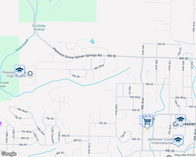 map of restaurants, bars, coffee shops, grocery stores, and more near 439 10th Terrace in Pleasant Grove