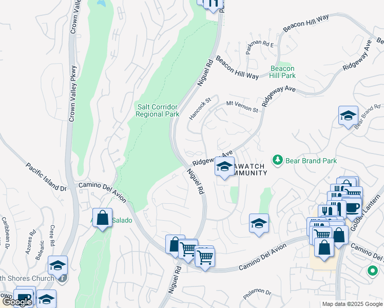 map of restaurants, bars, coffee shops, grocery stores, and more near 60 Campton Place in Laguna Niguel
