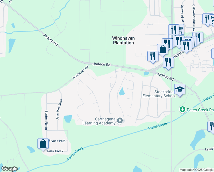 map of restaurants, bars, coffee shops, grocery stores, and more near 415 Stephanie Court in Stockbridge