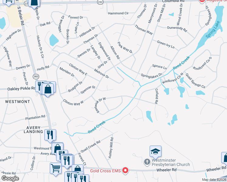 map of restaurants, bars, coffee shops, grocery stores, and more near 191 Kestwick Drive West in Martinez