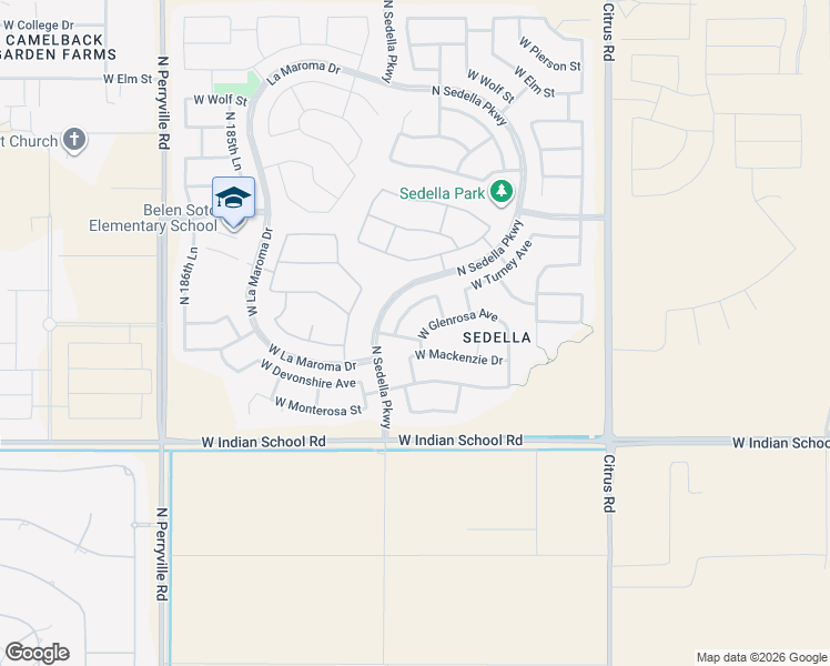 map of restaurants, bars, coffee shops, grocery stores, and more near 18260 West Mackenzie Drive in Goodyear