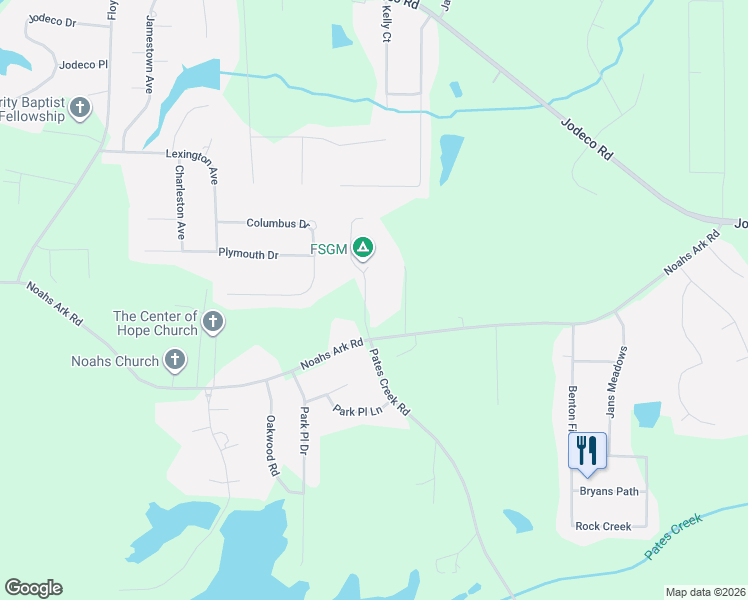 map of restaurants, bars, coffee shops, grocery stores, and more near 100 Crown Oaks Drive in Stockbridge