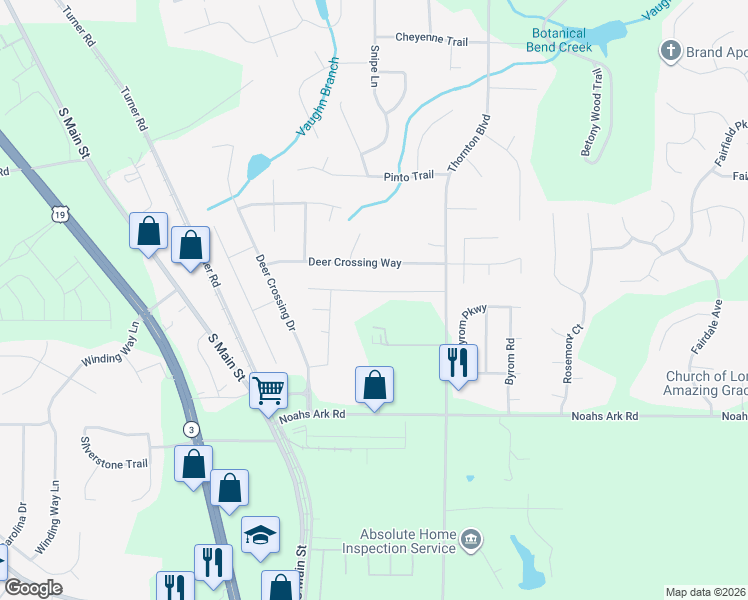 map of restaurants, bars, coffee shops, grocery stores, and more near 1735 Deer Crossing Circle in Jonesboro