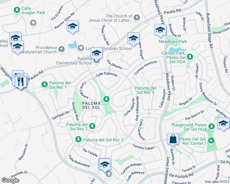 map of restaurants, bars, coffee shops, grocery stores, and more near 32010 Corte Albano in Temecula
