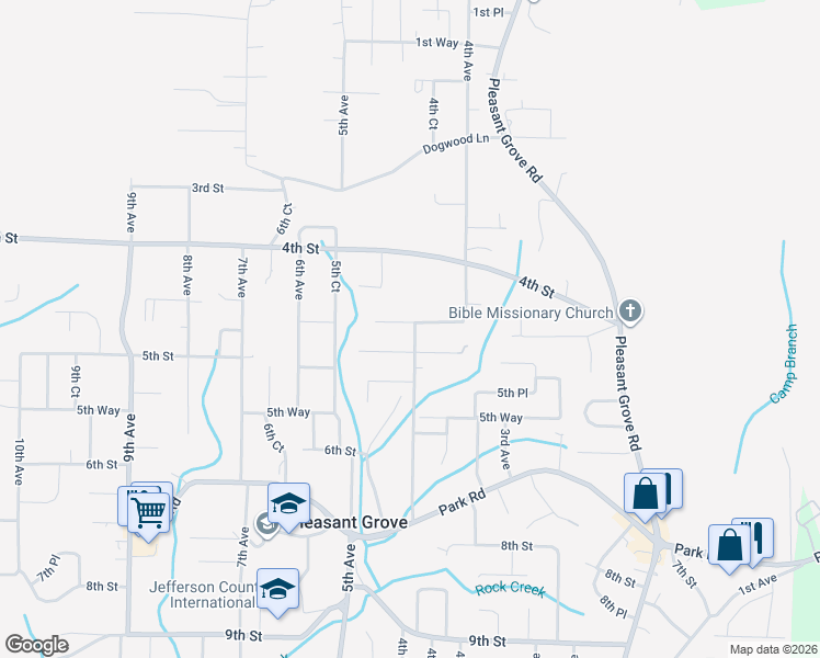 map of restaurants, bars, coffee shops, grocery stores, and more near 445 5th Street in Pleasant Grove