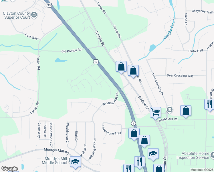 map of restaurants, bars, coffee shops, grocery stores, and more near Tara Boulevard in Jonesboro