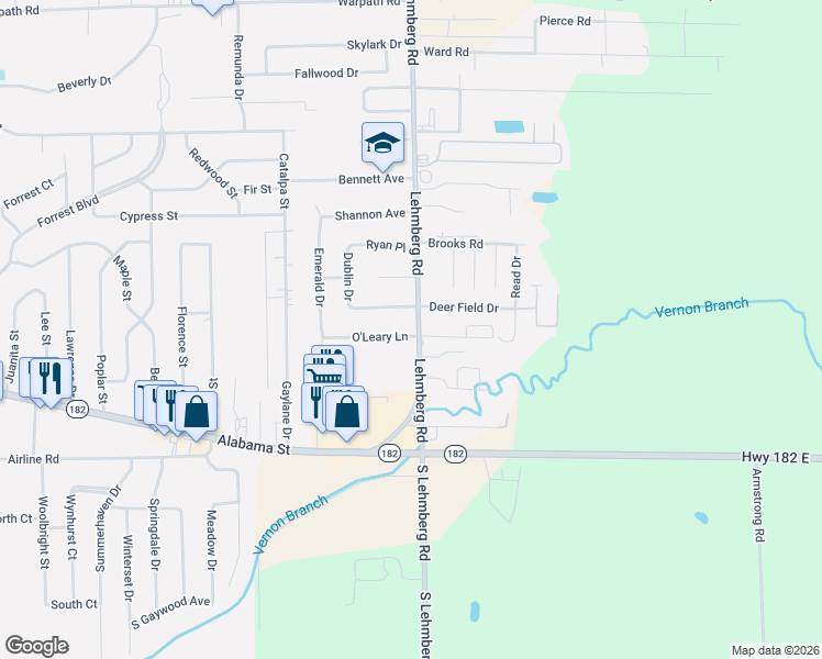 map of restaurants, bars, coffee shops, grocery stores, and more near 2119 Shamrock Drive in Columbus