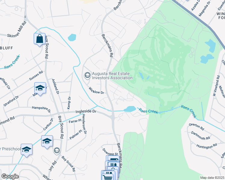 map of restaurants, bars, coffee shops, grocery stores, and more near 2669 Berkshire Road in Augusta