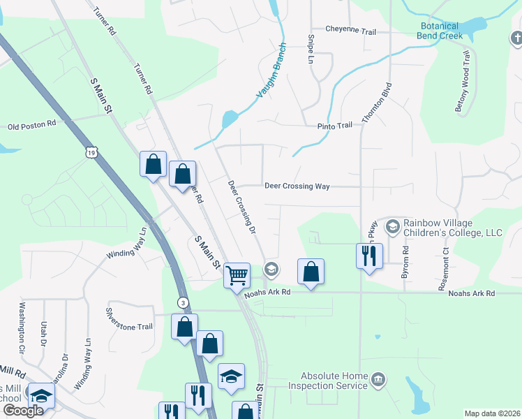map of restaurants, bars, coffee shops, grocery stores, and more near 1647 Deer Crossing Circle in Jonesboro