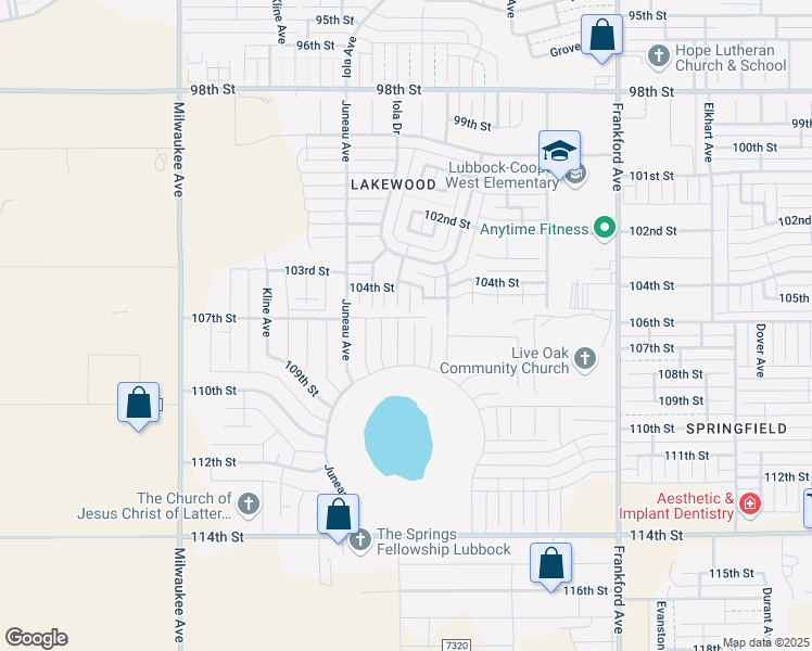 map of restaurants, bars, coffee shops, grocery stores, and more near 10702 Huron Avenue in Lubbock