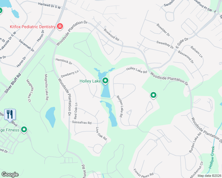 map of restaurants, bars, coffee shops, grocery stores, and more near 601 Holley Lake Road in Aiken