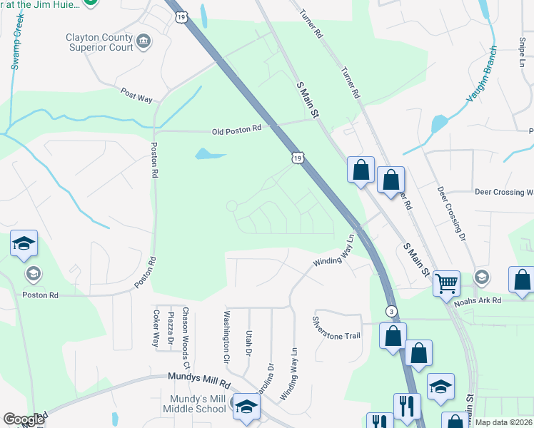map of restaurants, bars, coffee shops, grocery stores, and more near 9500 Briar Creek Lane in Jonesboro