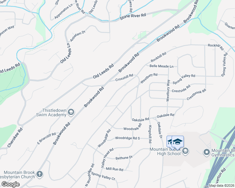 map of restaurants, bars, coffee shops, grocery stores, and more near 3573 Rockhill Road in Birmingham