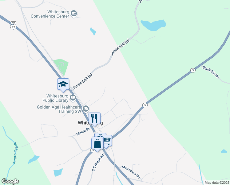 map of restaurants, bars, coffee shops, grocery stores, and more near 60 Aycock Street in Whitesburg