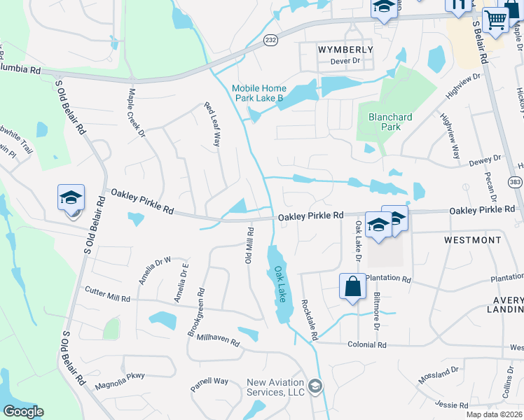 map of restaurants, bars, coffee shops, grocery stores, and more near 1326 Crawford Creek Place in Augusta