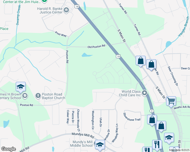 map of restaurants, bars, coffee shops, grocery stores, and more near Riverstone Road in Clayton County