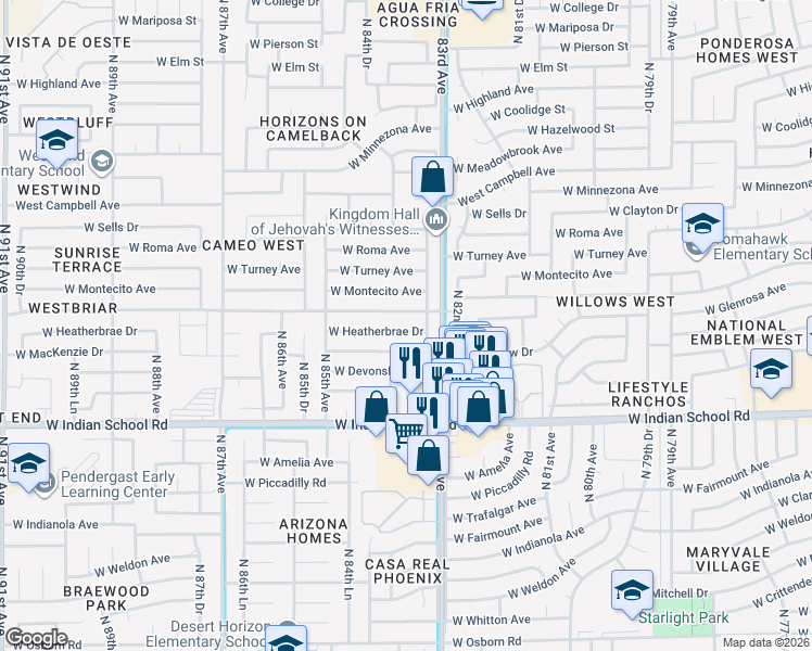 map of restaurants, bars, coffee shops, grocery stores, and more near in 