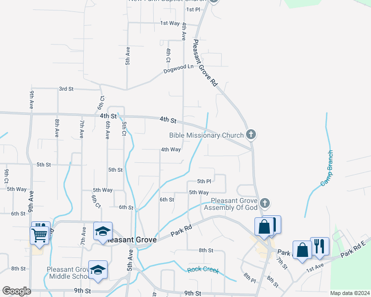 map of restaurants, bars, coffee shops, grocery stores, and more near 433 4th Avenue in Pleasant Grove