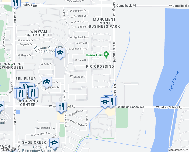 map of restaurants, bars, coffee shops, grocery stores, and more near 12391 West Glenrosa Avenue in Avondale