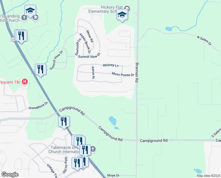 map of restaurants, bars, coffee shops, grocery stores, and more near 124 Crown Walk in McDonough