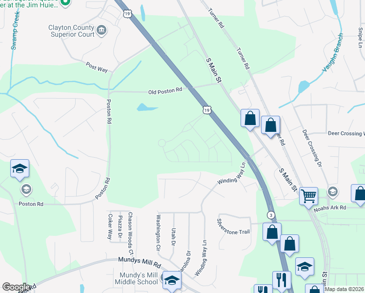 map of restaurants, bars, coffee shops, grocery stores, and more near 9500 Briar Creek Lane in Jonesboro