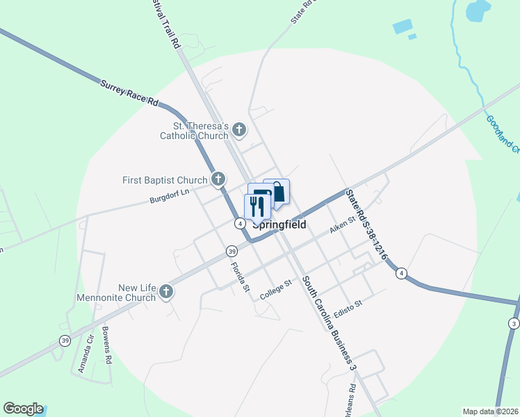 map of restaurants, bars, coffee shops, grocery stores, and more near 311 Barnwell Street in Springfield