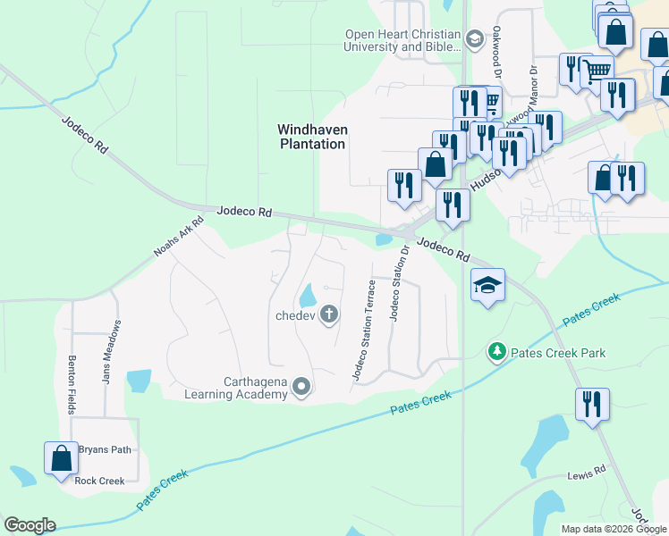 map of restaurants, bars, coffee shops, grocery stores, and more near 312 Victoria Lane in Stockbridge