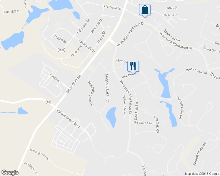 map of restaurants, bars, coffee shops, grocery stores, and more near 225 Magnolia Lake Road in Aiken
