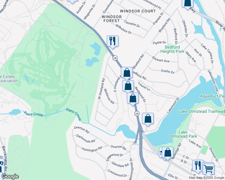 map of restaurants, bars, coffee shops, grocery stores, and more near 2400 Seminole Road in Augusta