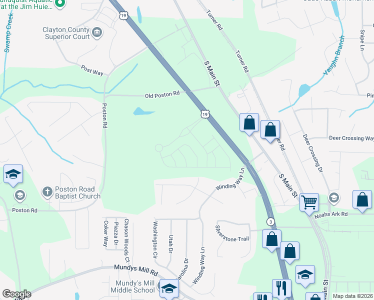 map of restaurants, bars, coffee shops, grocery stores, and more near 9500 Briar Creek Lane in Jonesboro