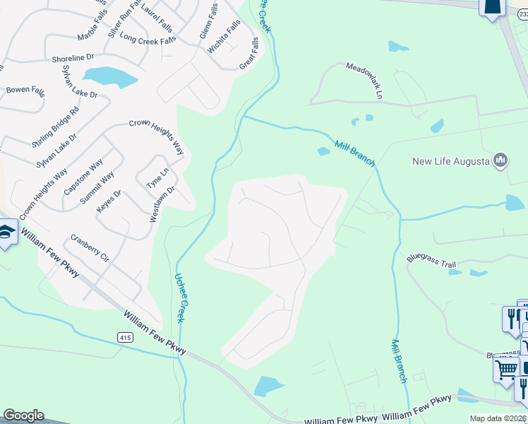 map of restaurants, bars, coffee shops, grocery stores, and more near 842 Herrington Drive in Grovetown