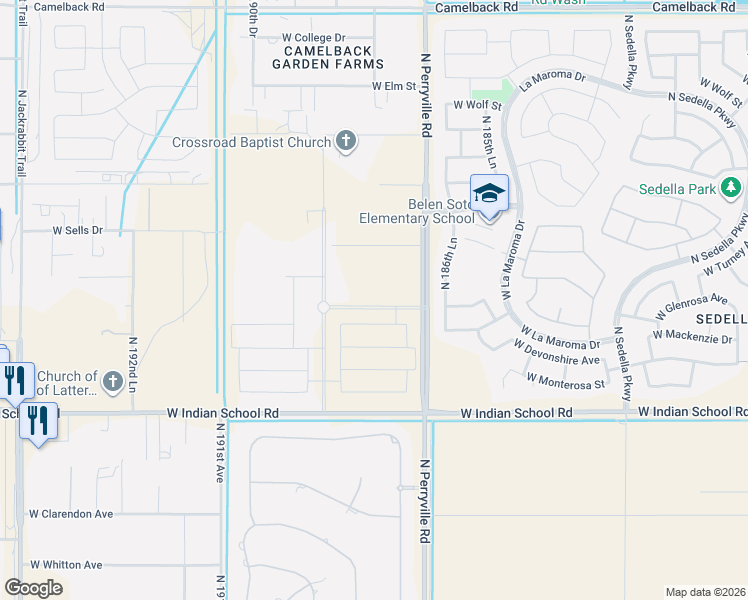 map of restaurants, bars, coffee shops, grocery stores, and more near 4312 North Perryville Road in Litchfield Park