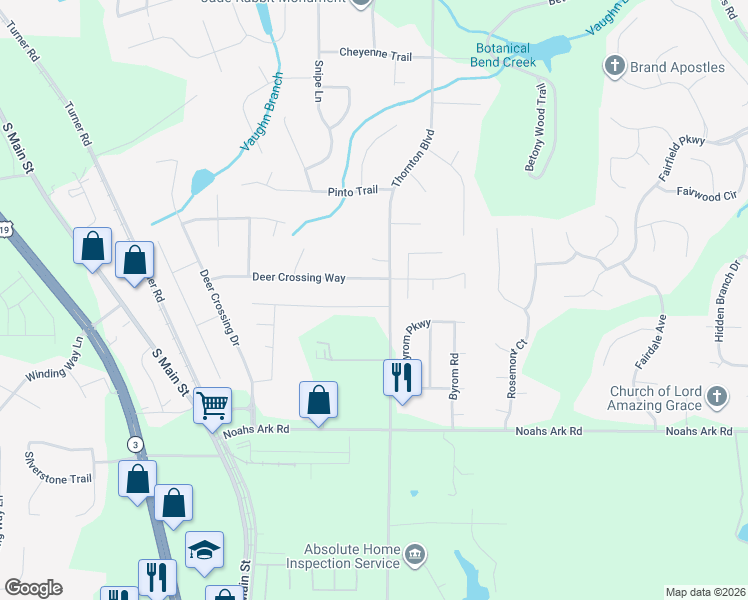 map of restaurants, bars, coffee shops, grocery stores, and more near 1806 Deer Crossing Circle in Jonesboro