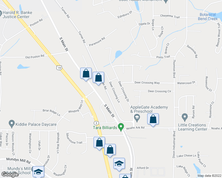 map of restaurants, bars, coffee shops, grocery stores, and more near 9429 Deer Crossing Lane in Jonesboro