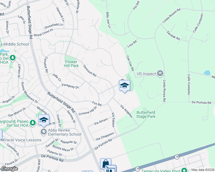 map of restaurants, bars, coffee shops, grocery stores, and more near 43021 Knightsbridge Way in Temecula