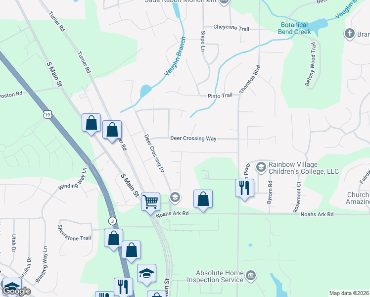map of restaurants, bars, coffee shops, grocery stores, and more near 1692 Deer Crossing Circle in Jonesboro