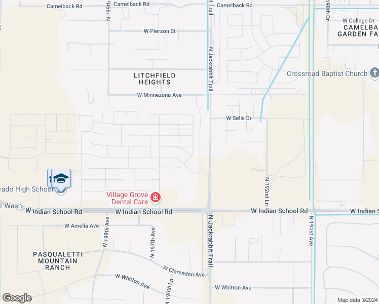 map of restaurants, bars, coffee shops, grocery stores, and more near 19609 West Montecito Avenue in Litchfield Park