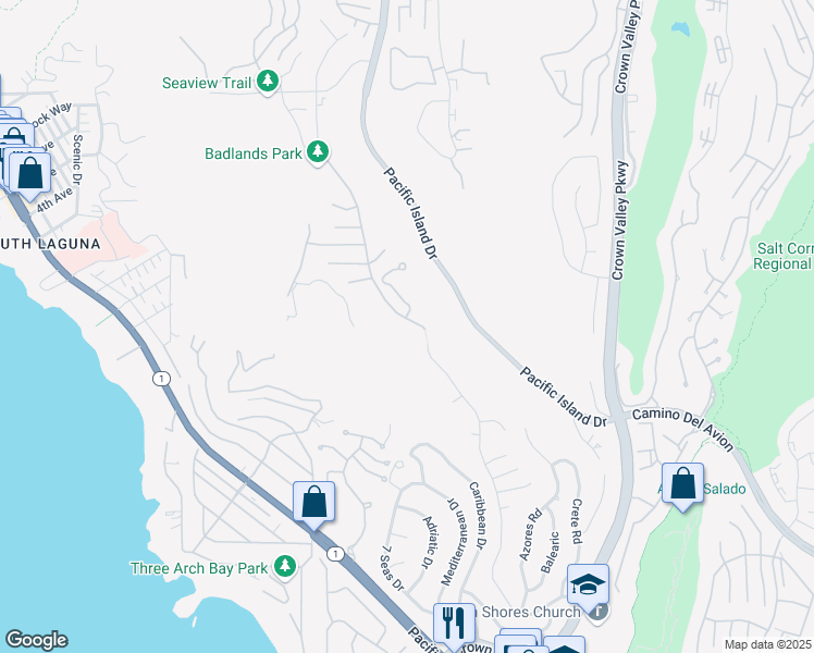 map of restaurants, bars, coffee shops, grocery stores, and more near 32025 Isle Vista in Laguna Beach