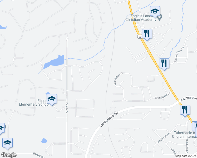 map of restaurants, bars, coffee shops, grocery stores, and more near 188 Windy Circle in McDonough