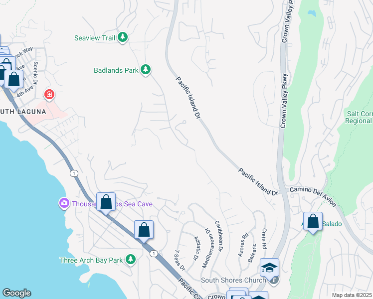 map of restaurants, bars, coffee shops, grocery stores, and more near 32025 Isle Vista in Laguna Beach