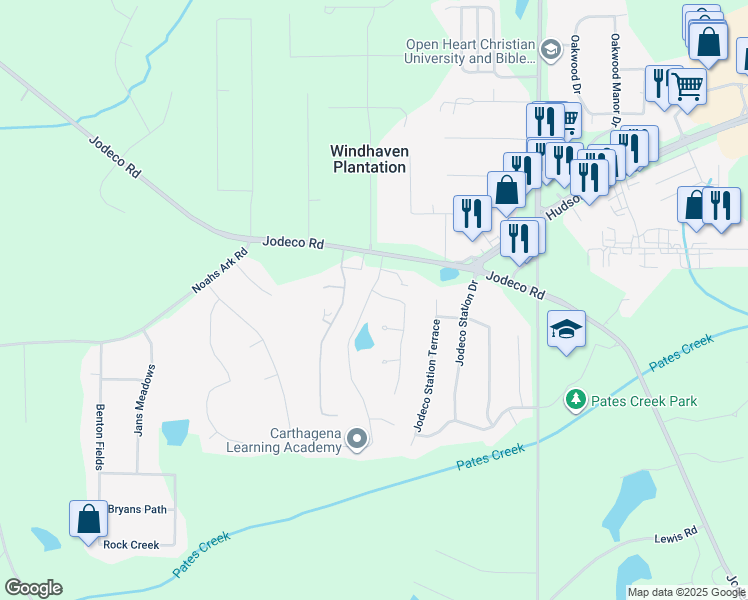 map of restaurants, bars, coffee shops, grocery stores, and more near 45 Summer Leigh Drive in Stockbridge