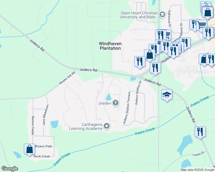 map of restaurants, bars, coffee shops, grocery stores, and more near 52 Summer Leigh Drive in Stockbridge