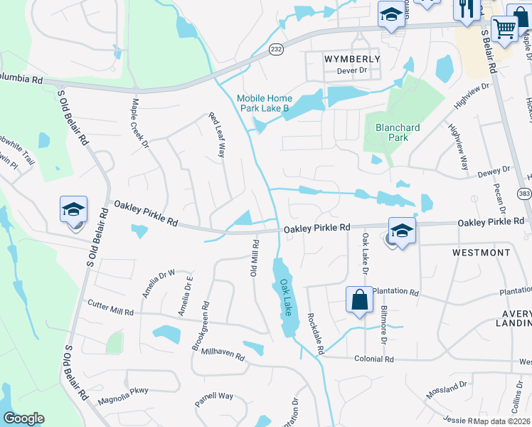 map of restaurants, bars, coffee shops, grocery stores, and more near 1326 Crawford Creek Place in Augusta