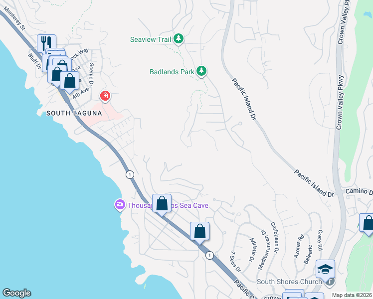 map of restaurants, bars, coffee shops, grocery stores, and more near 150 Vista Del Sol in Laguna Beach