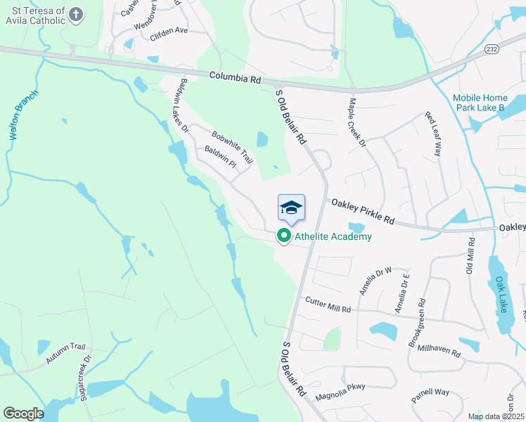 map of restaurants, bars, coffee shops, grocery stores, and more near 1593 Baldwin Lakes Drive in Grovetown